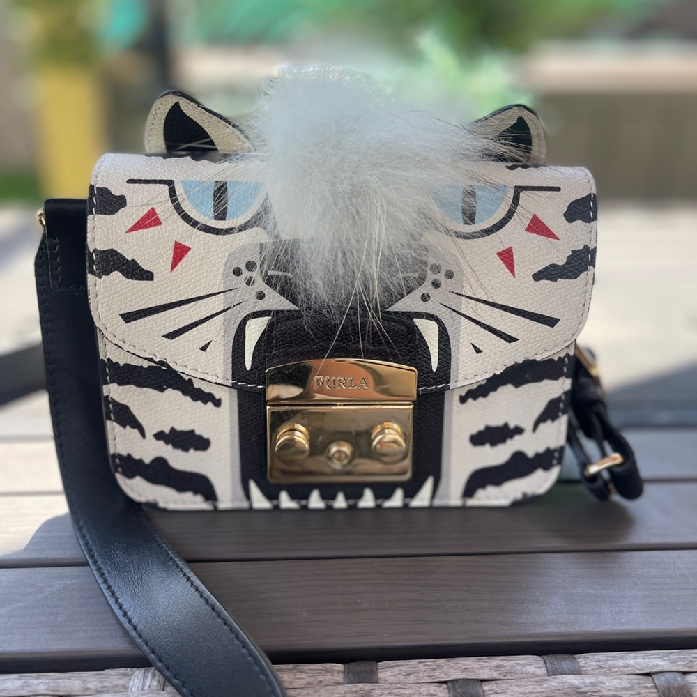Furla Black and White Tiger Crossbody Bag